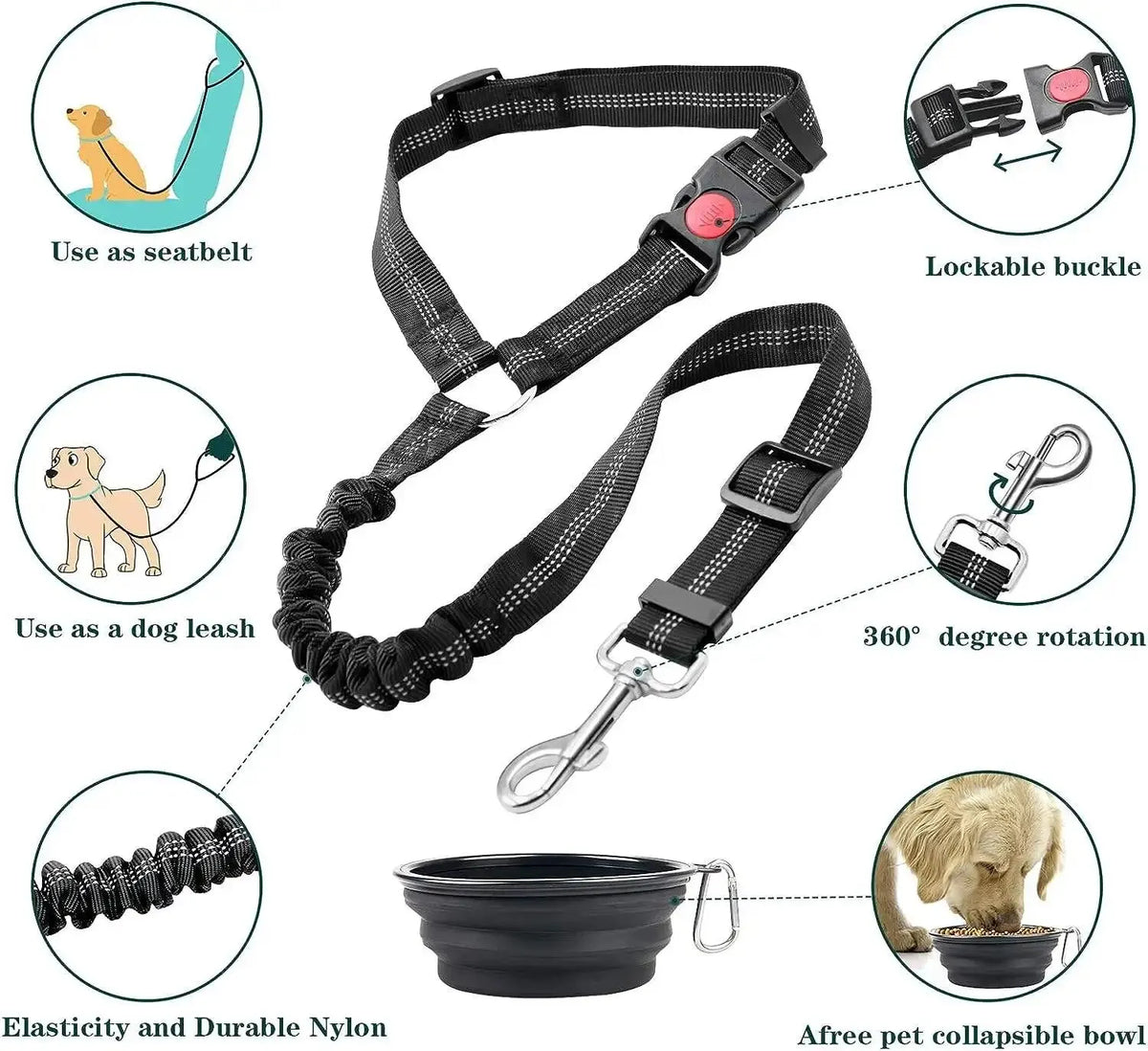 Reflective Dog Seat Belt